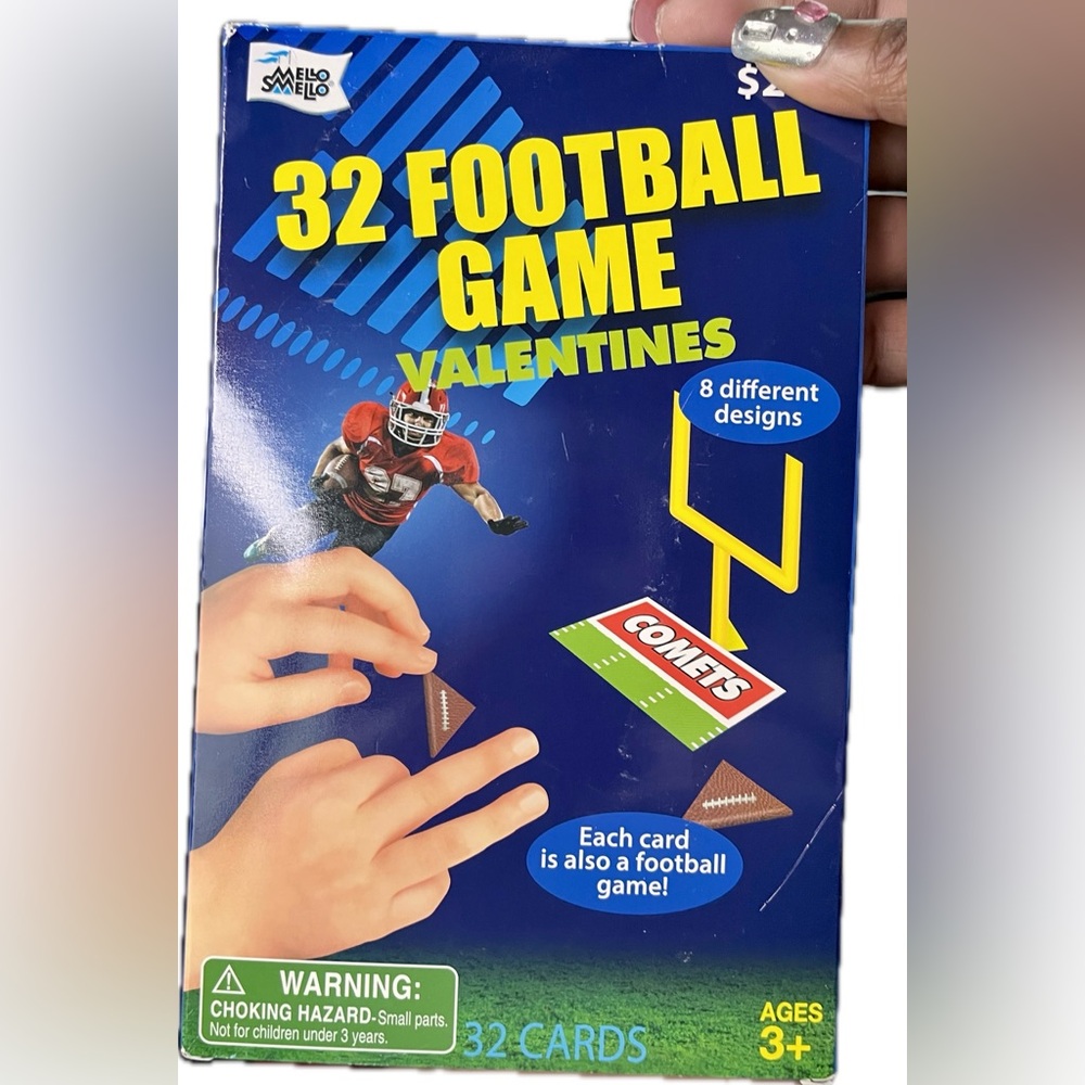 32 Football Game Valentines - Blue